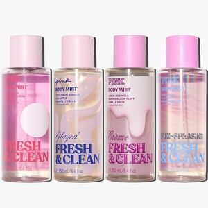 PINK Victoria's Secret Fresh & Clean Body Mist Variety Collection Set of 4 NEW